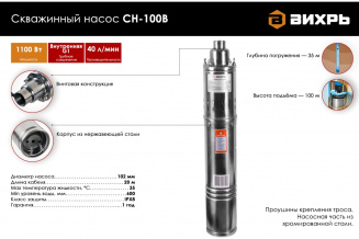 Насос скважинный ВИХРЬ СН-100В 68/3/5 фото 44059