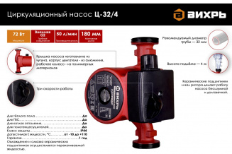 Насос циркуляционный ВИХРЬ Ц-32-4 СТАНДАРТ (68/7/8) фото 43696