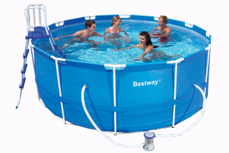 Бассейн каркасный BESTWAY фильтр-насос, лестница, подстилка, тент (366*122) 10250л (107-026)/56420 фото 25348