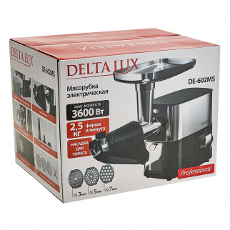 Мясорубка эл. ДЕЛЬТА DE-602MS LUX черн.нерж. (3600Вт) фото 51781