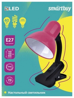 Светильник настольный SMARTBUY Е27 (SBL-DeskL01-Pink) на прищепке фото 40395