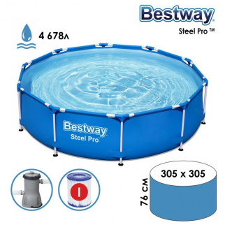 Бассейн каркасный 305 х 76 см, 4678л, фильтр-насос, 56679 Bestway фото 34479