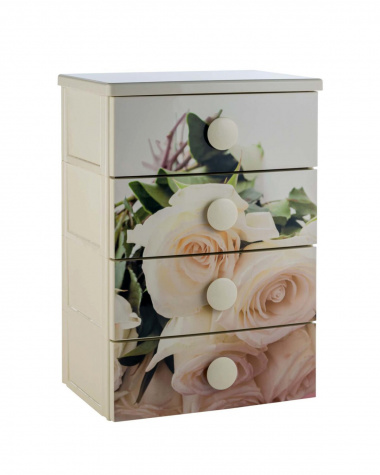 Комод пл. 4х-яр КЛАССИКА Белые Розы (ЭЛЛАСТИК-ПЛАСТ)