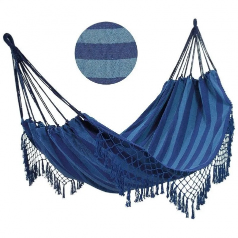 Гамак полотняный Ecos Hammock Ham-18 с бахромой, сумкой для хранения и переноски, 200х120 см